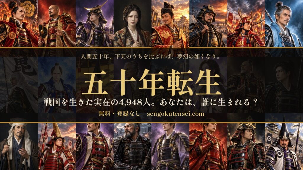 プレスリリース:戦国の実在人物4,948人の誰かに転生する無料ブラウザゲーム『五十年転生』を公開しました